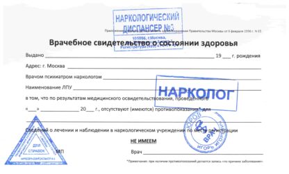 Купить справку из наркологического диспансера